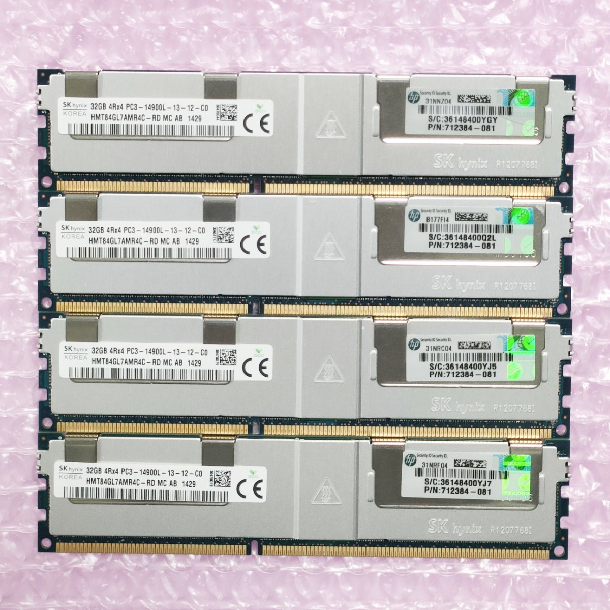【動作確認済】SK Hynix DDR3-1866 計128GB (32GB×4枚セット) PC3-14900L ECC LoadReduced LRDIMM メモリ HP純正 (在庫1)