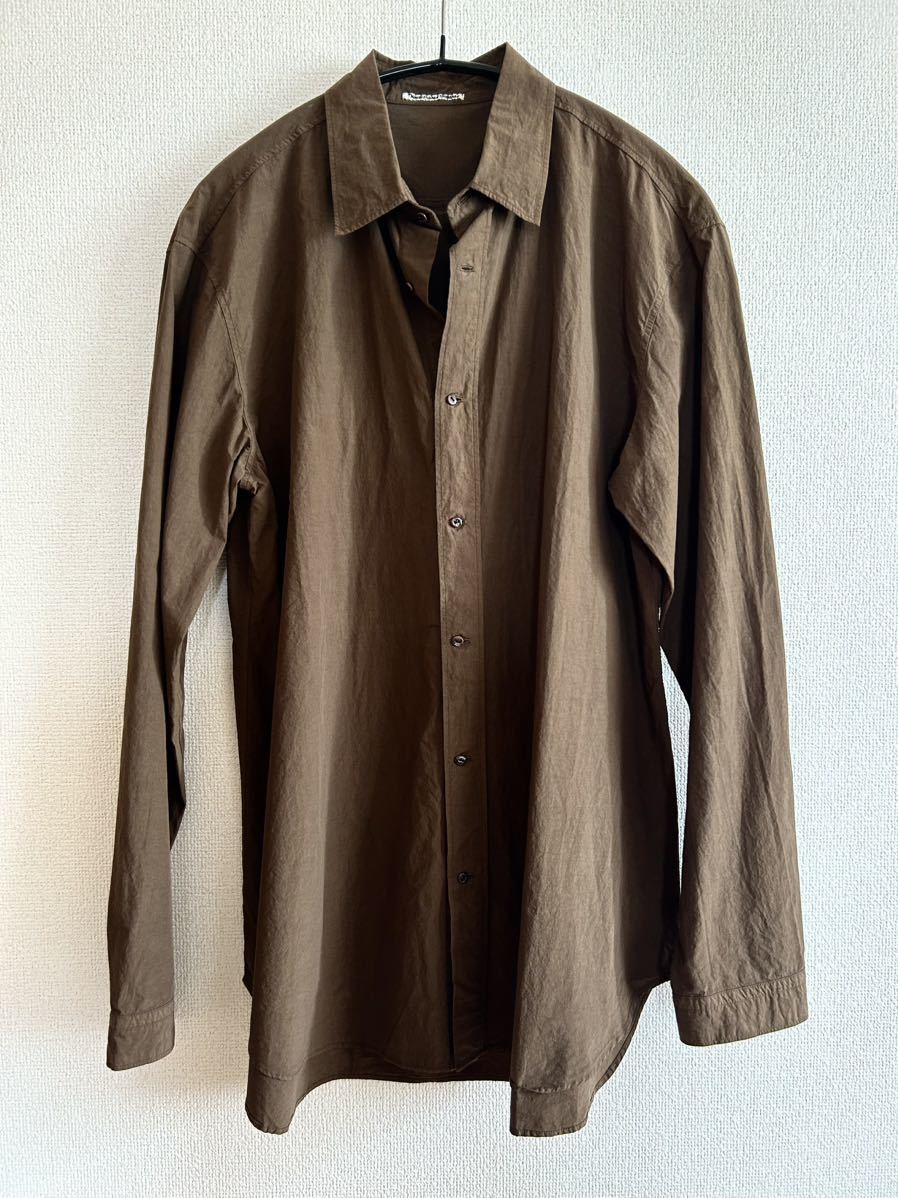 素晴らしい Besic kaval plain khaki brown シャツ 22AW shirt Lサイズ
