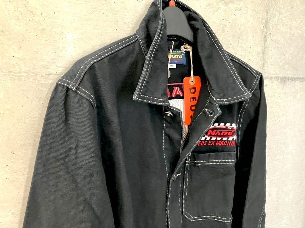 新品 デウスエクスマキナ ワーキングジャケット　Deus Ex Machina サイズL 黒　刺繍多い
