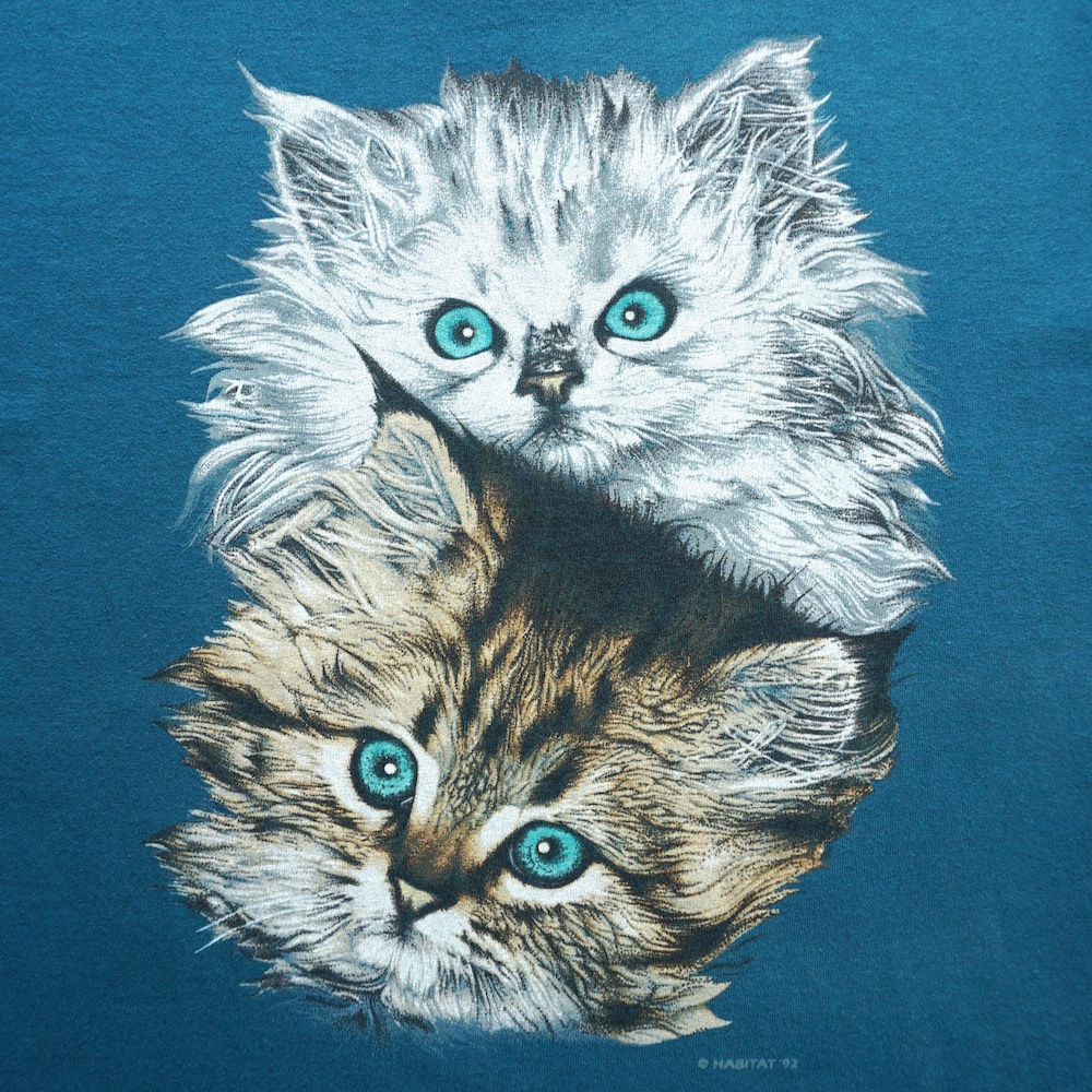 1990s ヴィンテージ USA製 SIGNAL SPORTS ラグドール アニマルプリント Tシャツ L ティール 青緑 ネコ 猫 キャット アメリカ 海外 古着_画像5