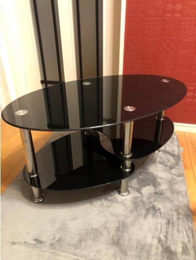 【人気商品】ガラステーブル センターテーブル リビングテーブル リビング テーブル ローテーブル ガラス 楕円 ブラックガラス