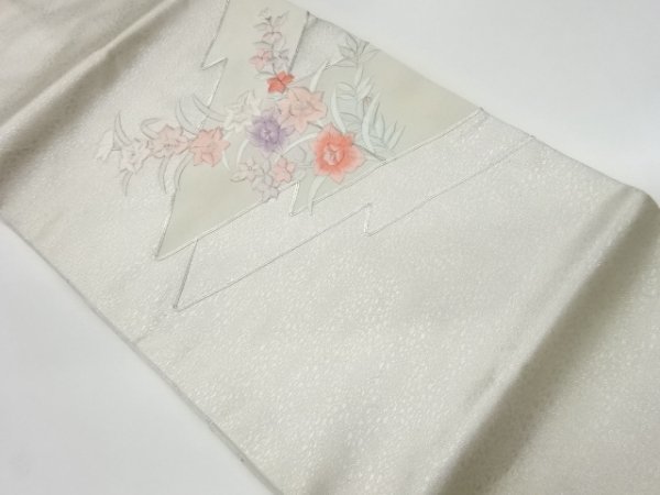 ys5857400; 銀駒刺繍花々模様名古屋帯【リサイクル】【着】