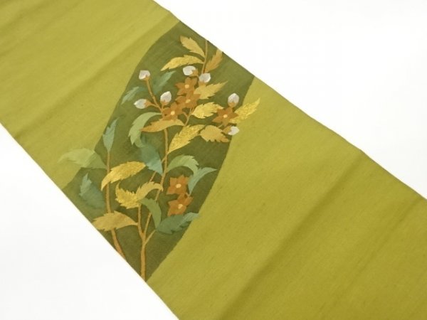 【上品】 ys6580076; すくい織植物模様織出し袋帯【リサイクル】【着】 仕立て上がり 【上品】 ys6580076; すくい織植物模様織出し袋帯【リサイクル】【着】 仕立て上がり