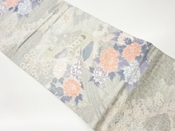 割30% 道長取りに花唐草・松竹梅模様織出し袋帯【リサイクル】【着 割30% 道長取りに花唐草・松竹梅模様織出し袋帯【リサイクル】【着