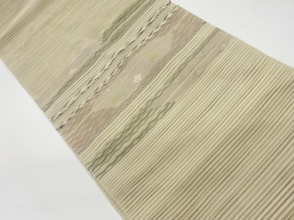 品質一番の ys6406694; 絽横段に抽象草花模様織出し名古屋帯