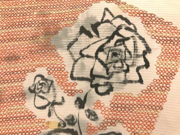 ys6394603; 手描き薔薇模様刺繍名古屋帯【アンティーク】【着】_画像1