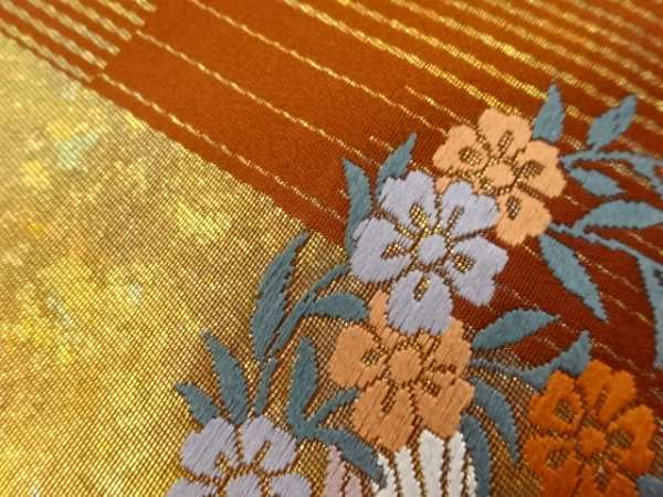 送料無料キャンペーン?】 ys6636560; 引箔草花に鳥模様織出し名古屋帯