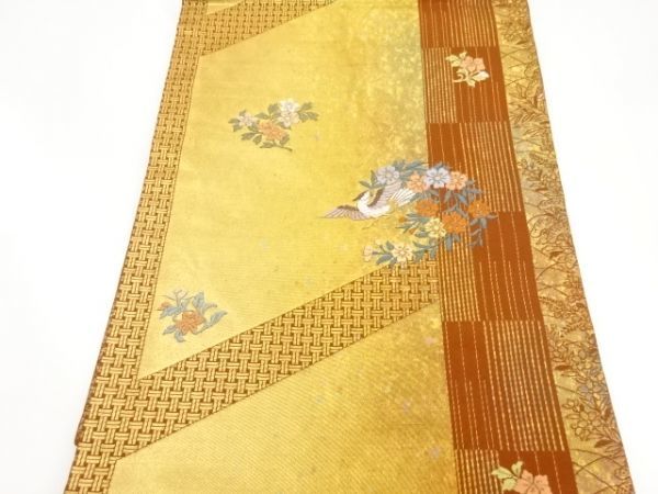 送料無料キャンペーン?】 ys6636560; 引箔草花に鳥模様織出し名古屋帯