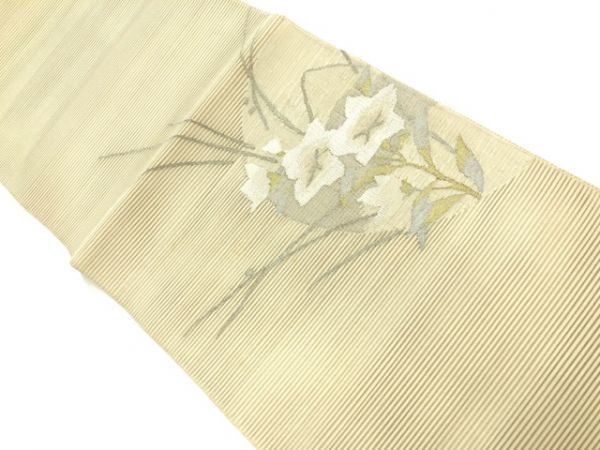 ys6718333; 絽　草花模様織出し袋帯（材料）【アンティーク】【着】_画像1