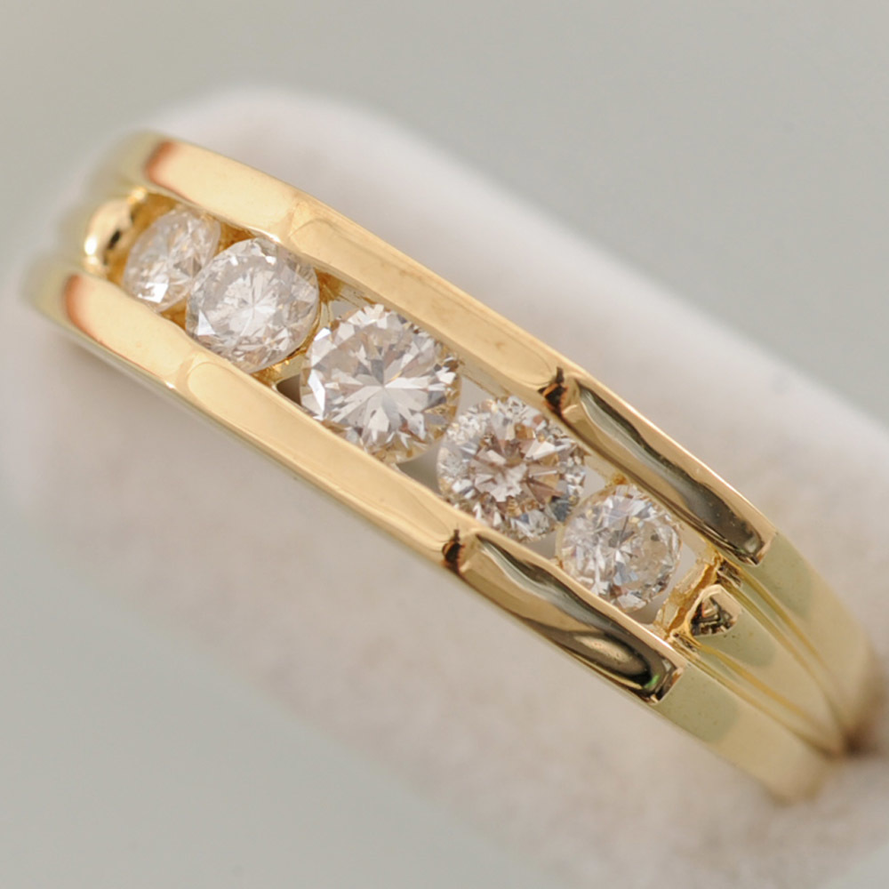 【H54】　K18　イエローゴールド　ダイヤモンド 0.52ct　デザイン リング 指輪　中古品仕上げ済み　16号