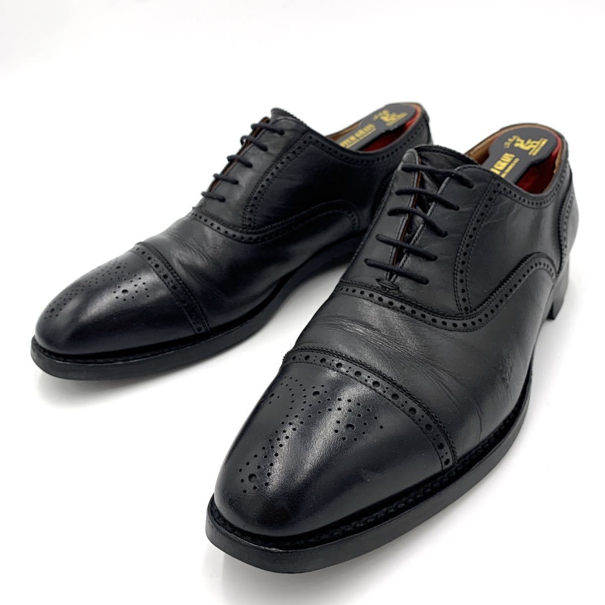 I ＊ 良品 日本製 '高級紳士靴' SCOTCH GRAIN スコッチグレイン 本革 ストレートチップ 内羽根式 ビジネスシューズ 革靴 25.5cm メダリオン