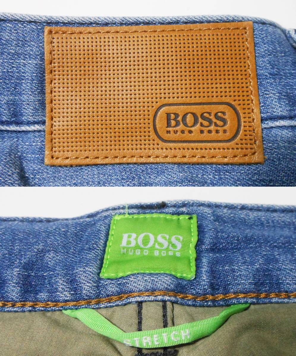 ★即決★美品★希少 HUGO BOSS ヒューゴボス サイズW40(106cm)青/ブルー ストレートジーンズ ストレッチデニム USED加工 ヒゲ ビッグサイズ_画像3