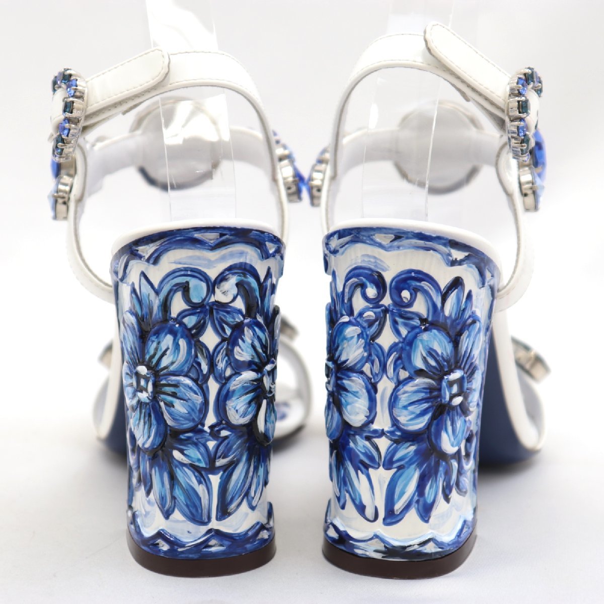  unused Dolce and Gabbana KEIRA105majo licca heel sandals lady's white blue 35biju- strap DOLCE&GABBANA