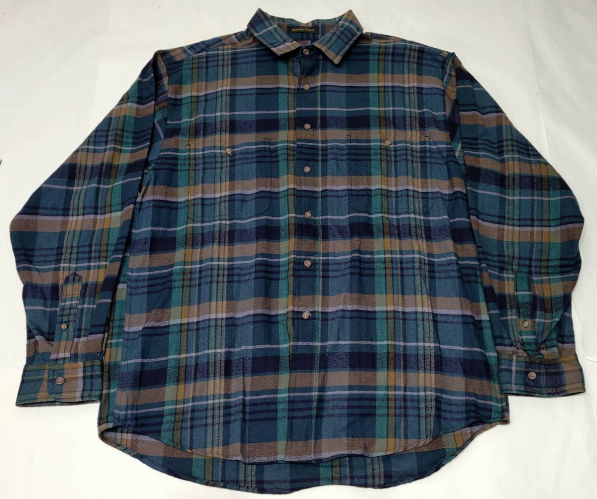 新品デッド ～90s 黒タグ EDDIEBAUER Bainbridge Flannel XLサイズ エディーバウアー ビンテージ フランネルシャツ 長袖シャツ