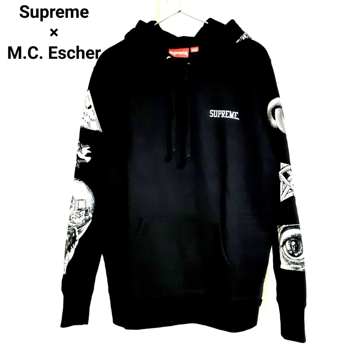 希少限定激レア★Supreme×M.C. Escher シュプリーム エッシャーコラボ フーディー パーカー S 黑 入手困難 