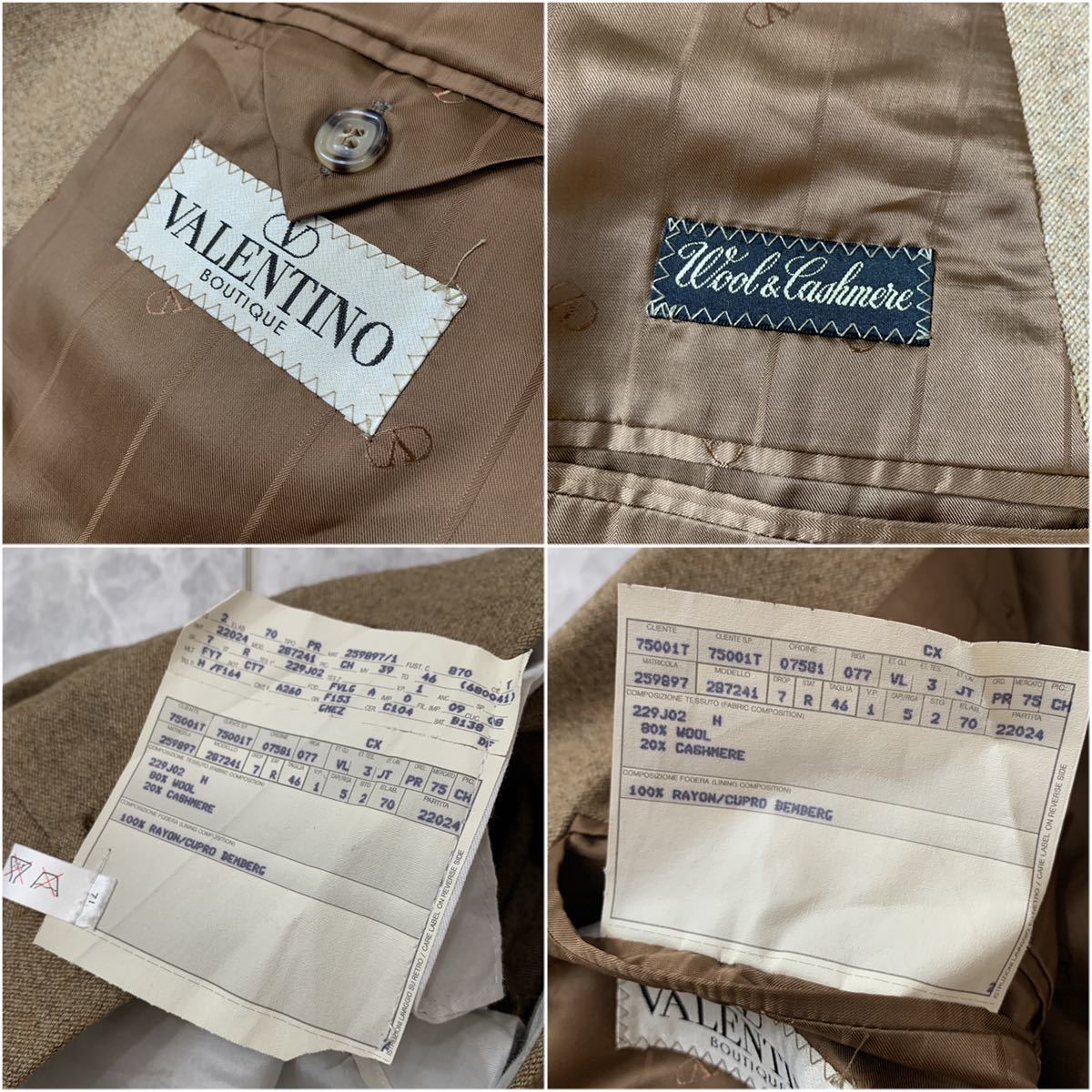 UU ＊ 美品 '高級紳士服' VALENTINO BOUTIQUE バレンティノ 高品質 WOOL & CASHMERE ダブル スーツ 上下 セットアップ size46 メンズ _画像8