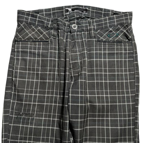 OAKLEY Oacley HYDROLIX cotton polyester check thousand bird .. slacks pants stretch Golf wear bottom 31 gray 