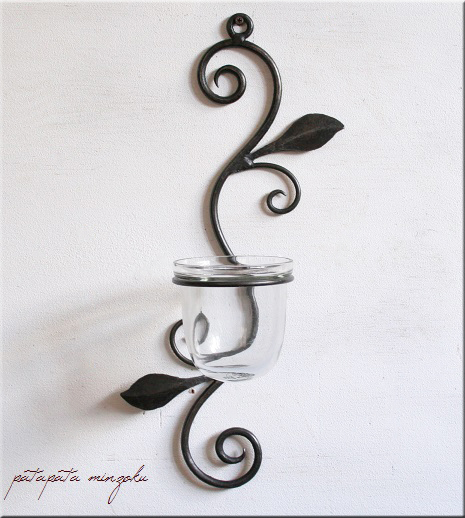 壁掛け フラワーベース ガラスカップスタンド 花瓶 パタミン アイアン 花器 一輪挿し 壁飾り 壁掛けフラワーベース_画像2
