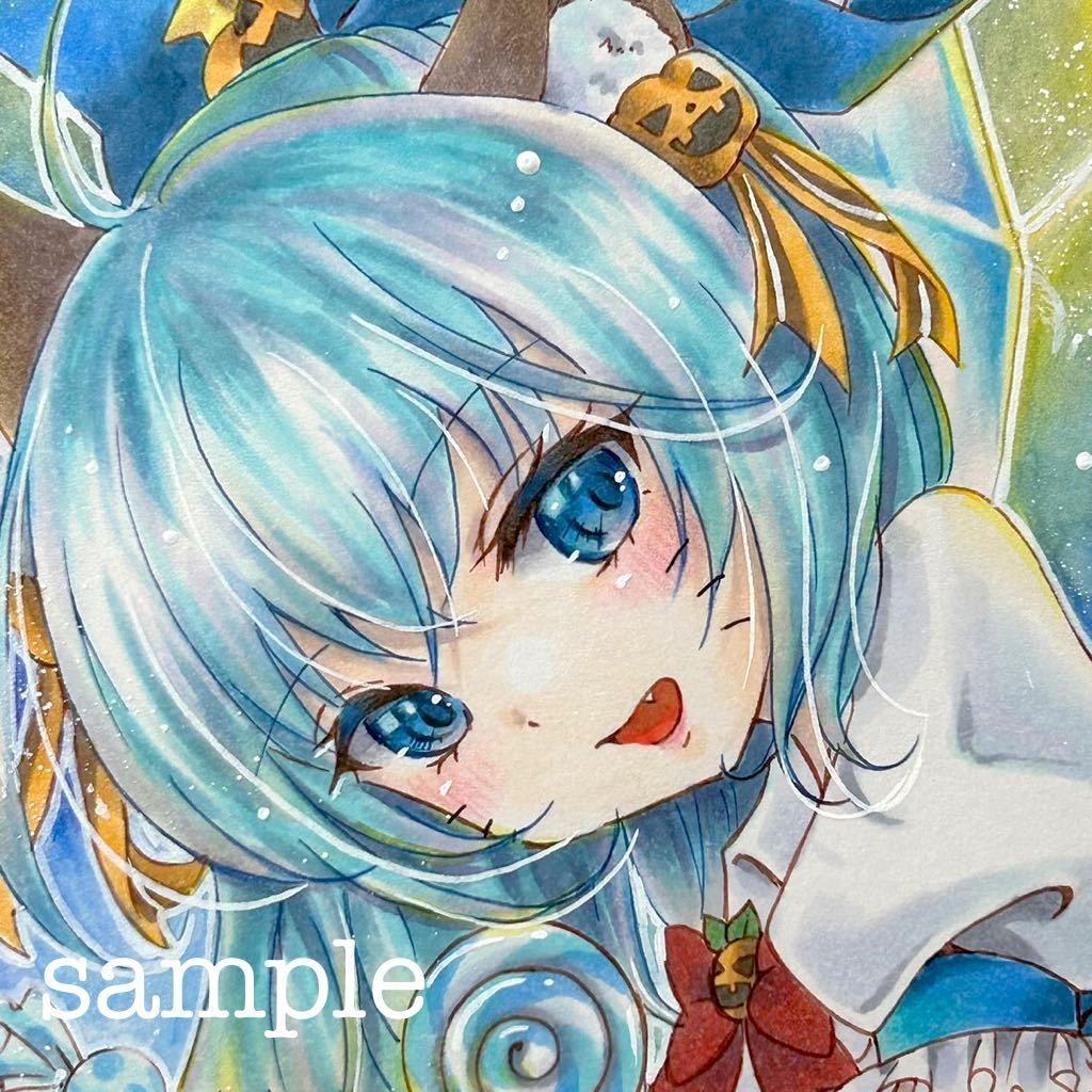 ◇◇同人手描きイラスト原画◇◇【東方Project/東方/チルノ/水着】A4 ◇◇同人手描きイラスト原画◇◇【東方Project/東方/チルノ/水着】A4