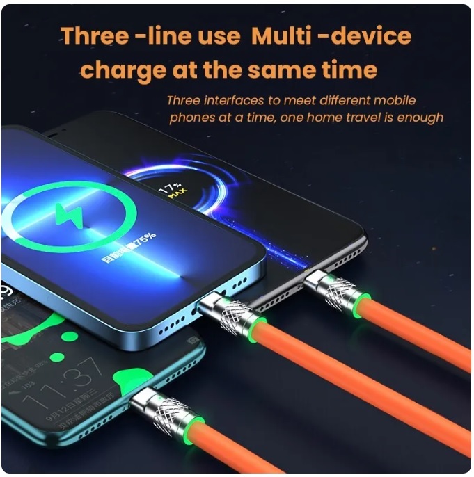  внезапный скорость зарядка USB кабель модель C-iOS- микро B iPhone Android максимальный 120W 6A кабель длина 1.2m