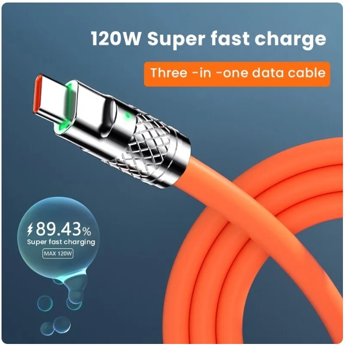  внезапный скорость зарядка USB кабель модель C-iOS- микро B iPhone Android максимальный 120W 6A кабель длина 1.2m