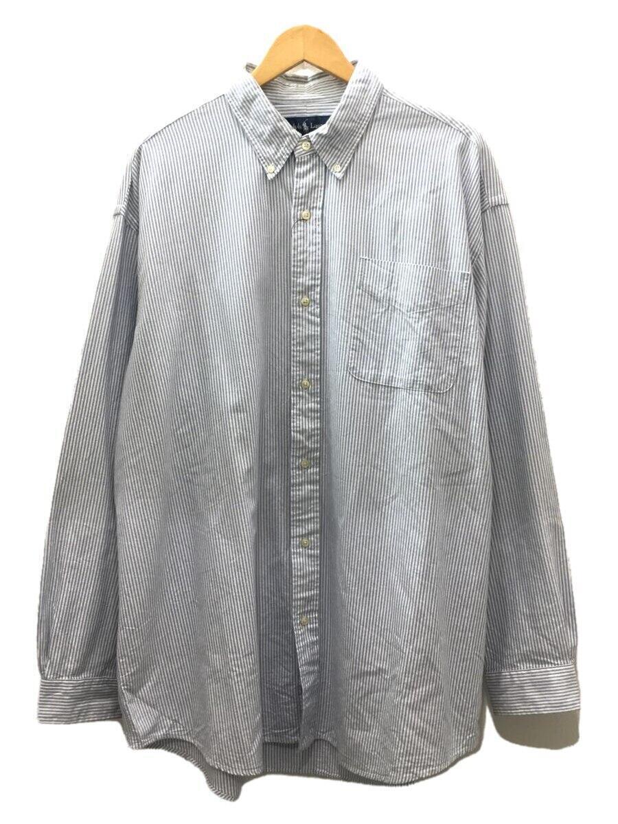 POLO RALPH LAUREN◆Big Oxford Shirt/長袖シャツ/XL/コットン/BLU/ストライプ