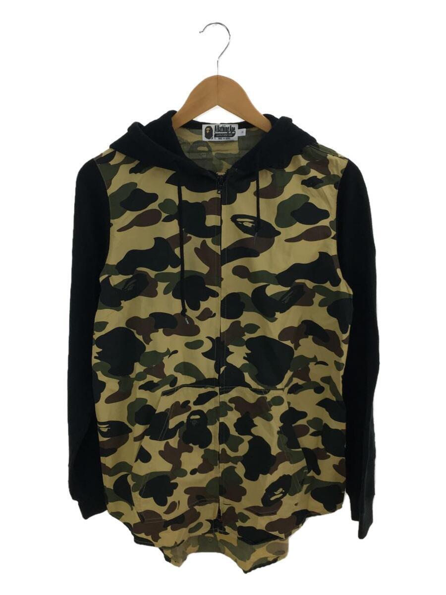 A BATHING APE◆【レディース】異素材切替カモジップパーカー/S/BLK-BEG/001SHC302505X_画像1