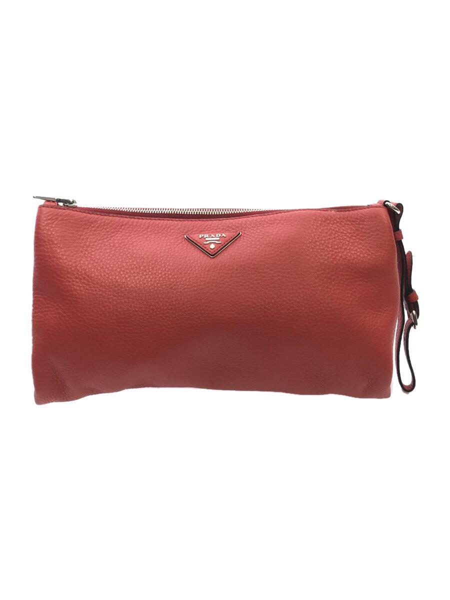 PRADA◆クラッチバッグ/牛革/RED/BP0866