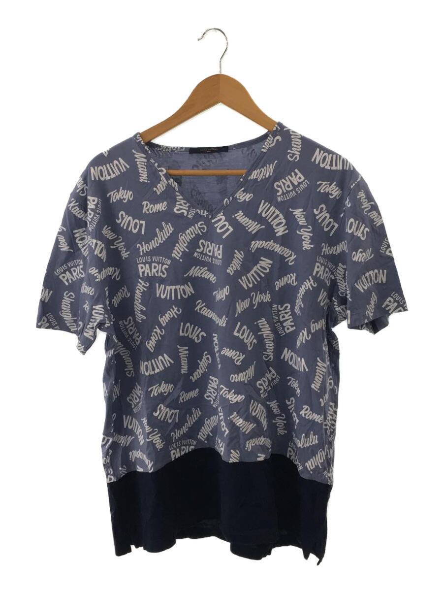 LOUIS VUITTON◆2018SS/ルイヴィトン/Tシャツ/XL/コットン/BLU/総柄/RM181M JC8 HEY06W