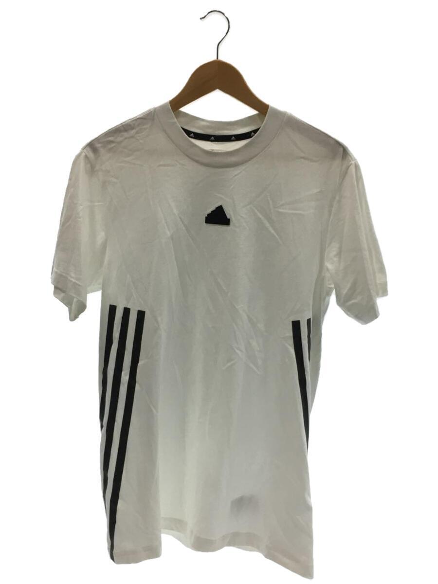 adidas◆Tシャツ/-/コットン/WHT/ホワイト/半袖/トップス/_画像1