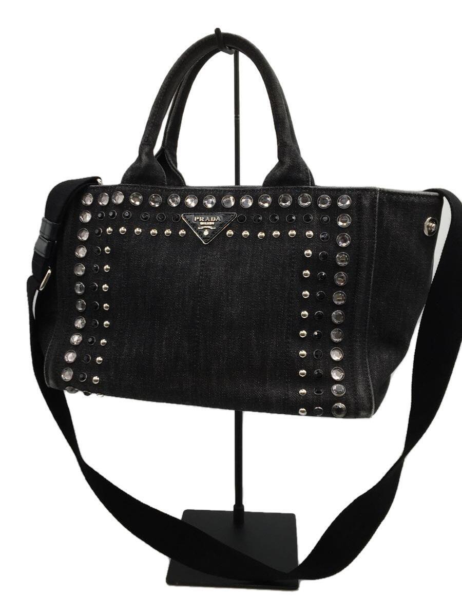 ヤフオク! - PRADA◇カナパ/2WAYデニムハンドバッグ/スタッズ/...