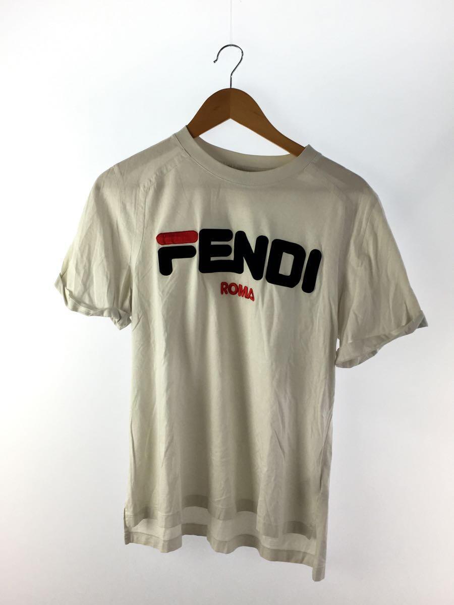 FENDI◆フェンディ/Tシャツ/S/コットン/WHT/FS7074/FILAロゴ