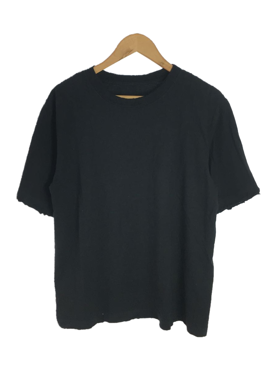 UNRAVEL PROJECT◆Tシャツ/S/コットン/BLK/Ripped crewneck cotton T-shirt