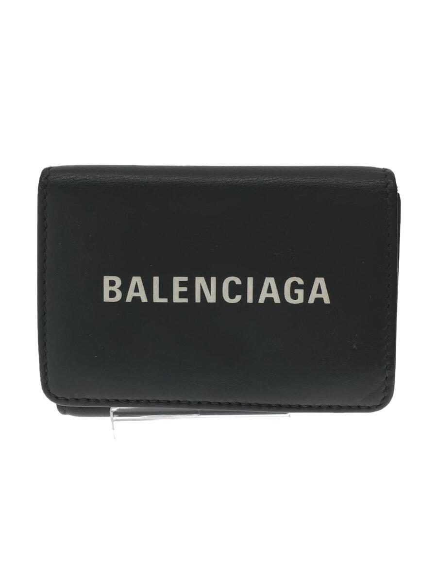 BALENCIAGA◆Everyday Mini Wallet/3つ折り財布/レザー_画像1