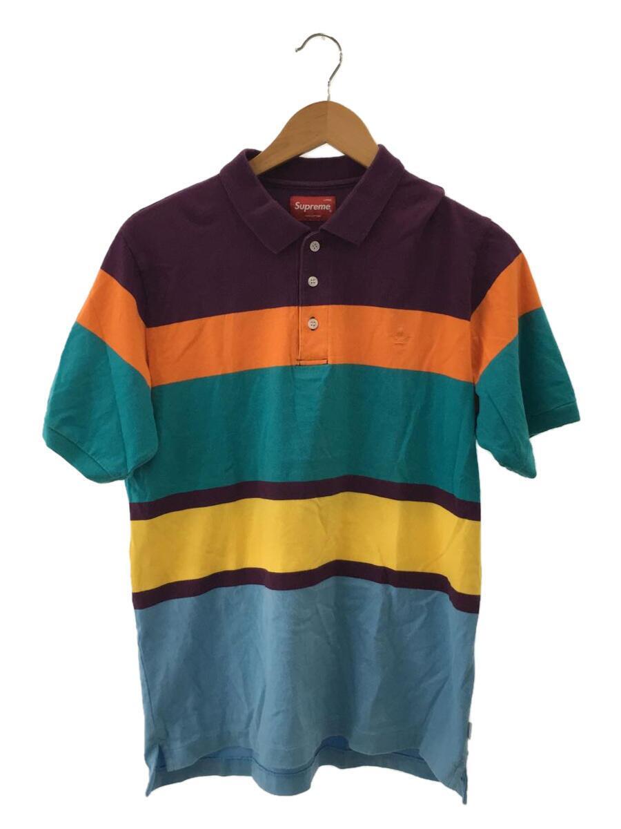 Supreme◆使用感有/00s/Crown Striped Polo Shirt/L/コットン/マルチカラー/ボーダー_画像1