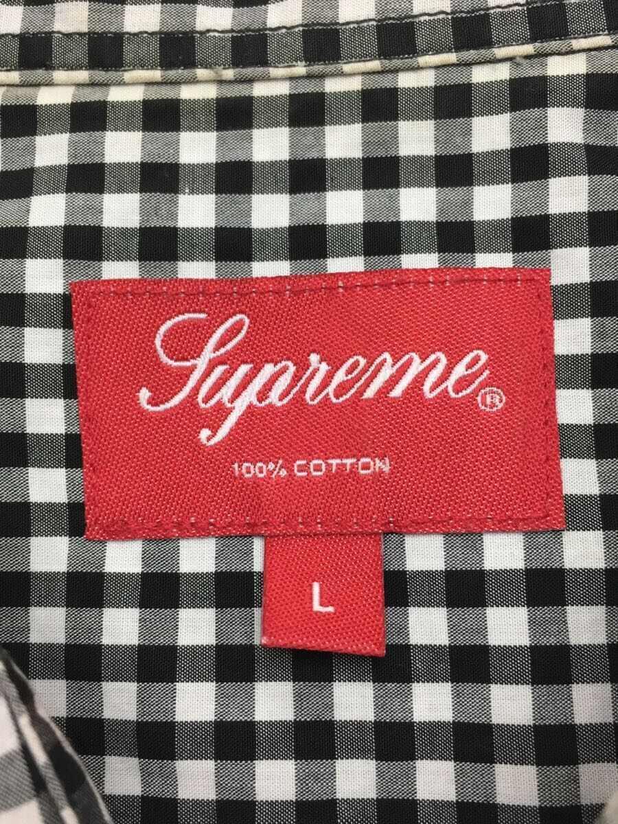 Supreme◆21SS/Gingham S/S Shirt/L/コットン/BLK/ギンガムCK/首元汚れ有_画像3