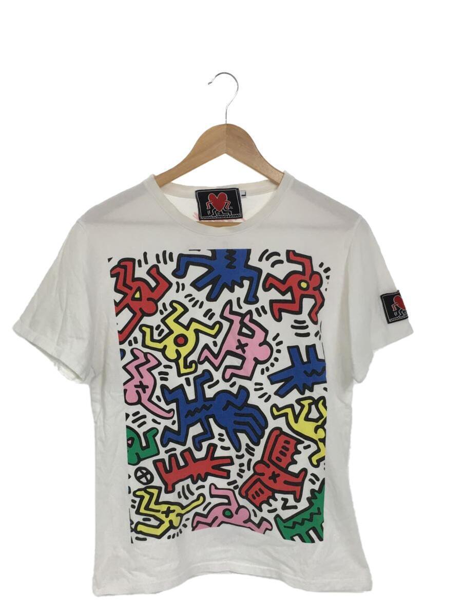 Keith Haring◆90s/VINTAGE/Tシャツ/L/コットン/WHT/総柄