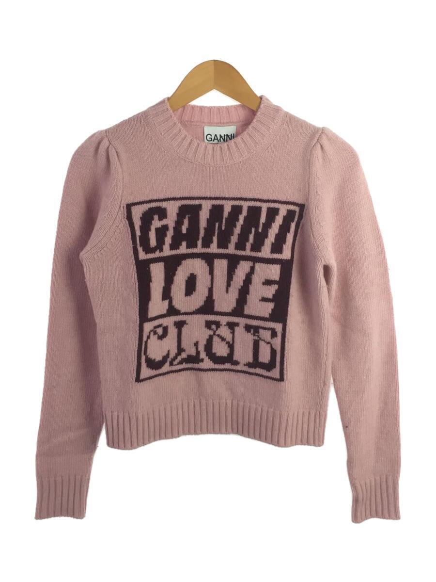 GANNI◆Graphic Love Club Sweater/セーター(厚手)/XS/ウール/PNK/2562