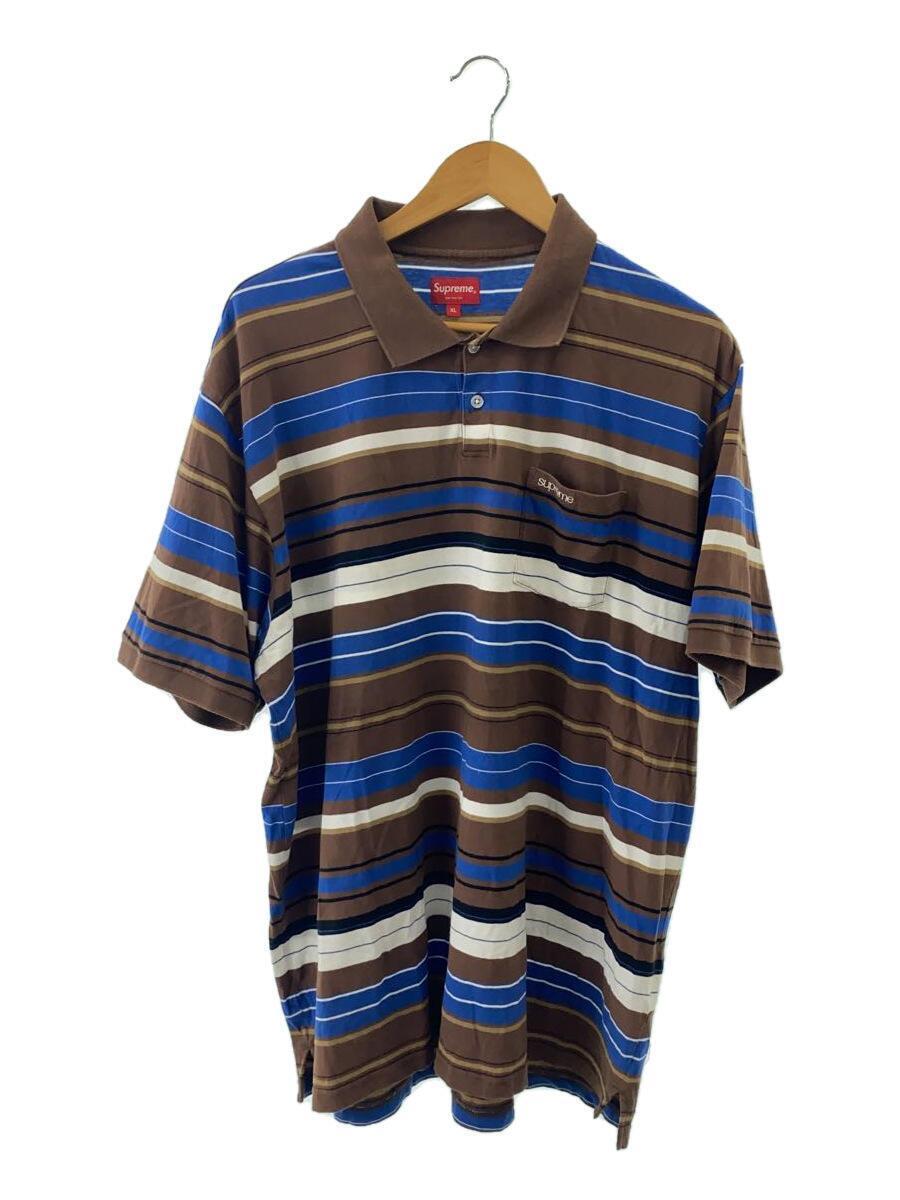 Supreme◆23SS/MULTI STRIPE POLO/ポロシャツ/XL/コットン/BRW/ボーダー