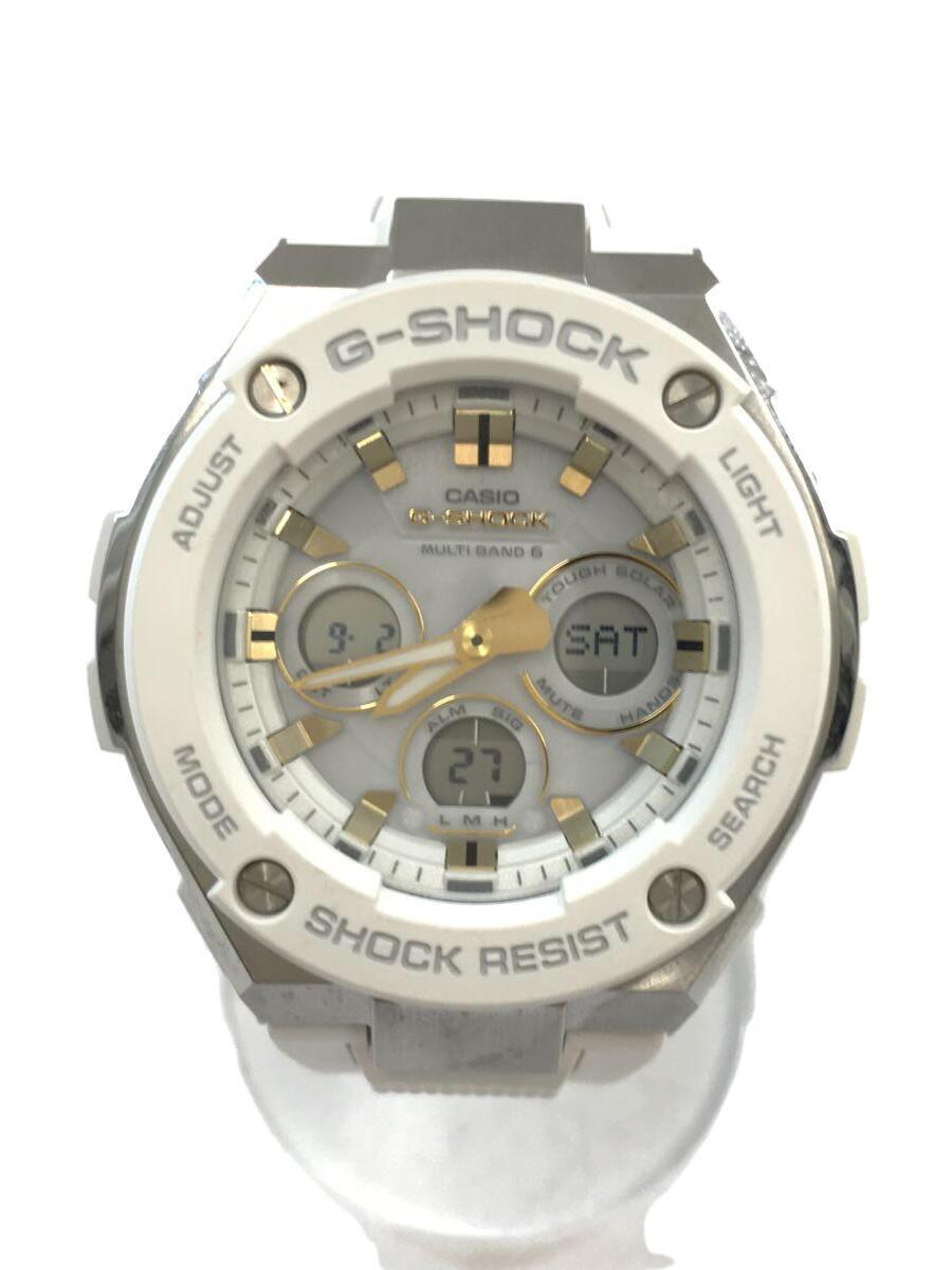 CASIO◆ソーラー腕時計・G-SHOCK/デジアナ/ラバー/ホワイト_画像1