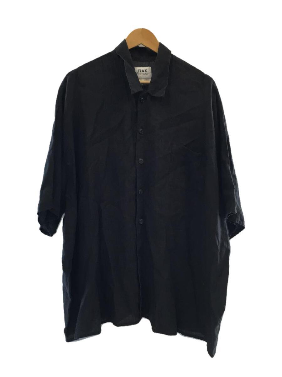 FLAX◆オーバーサイズ/半袖シャツ/XL/リネン/ブラック