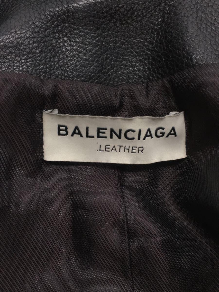 BALENCIAGA◆ダブルライダースジャケット/36/羊革/BLK/無地_画像3