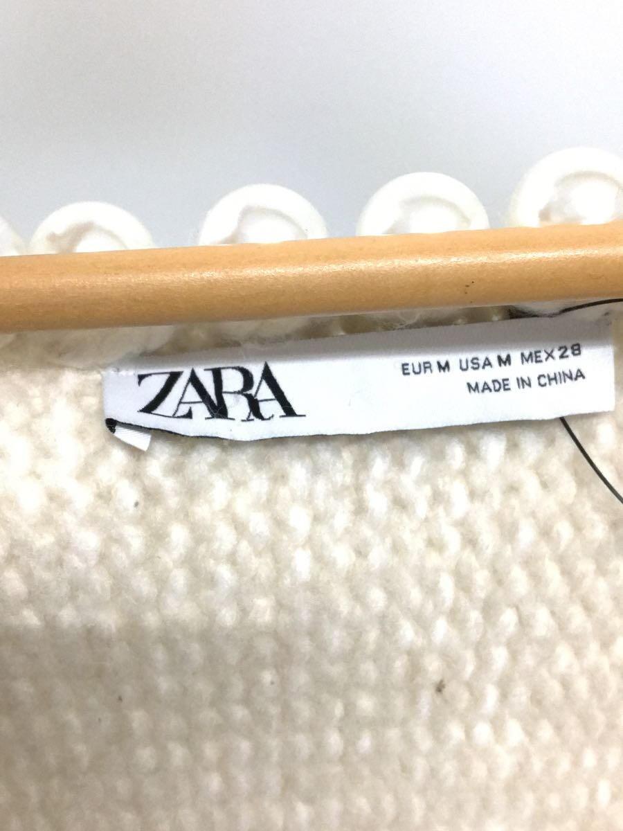 ZARA◆パールニット セーター(厚手)/M/ポリエステル/WHT/3920 006 712_画像3