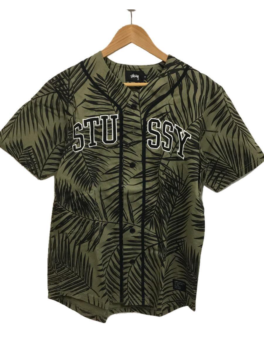 STUSSY◆半袖シャツ/M/コットン/KHK/総柄_画像1