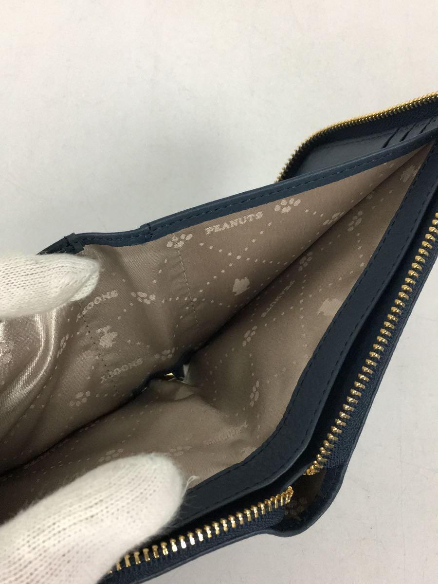 PEANUTS*2. folding purse / leather / navy / lady's / Snoopy 