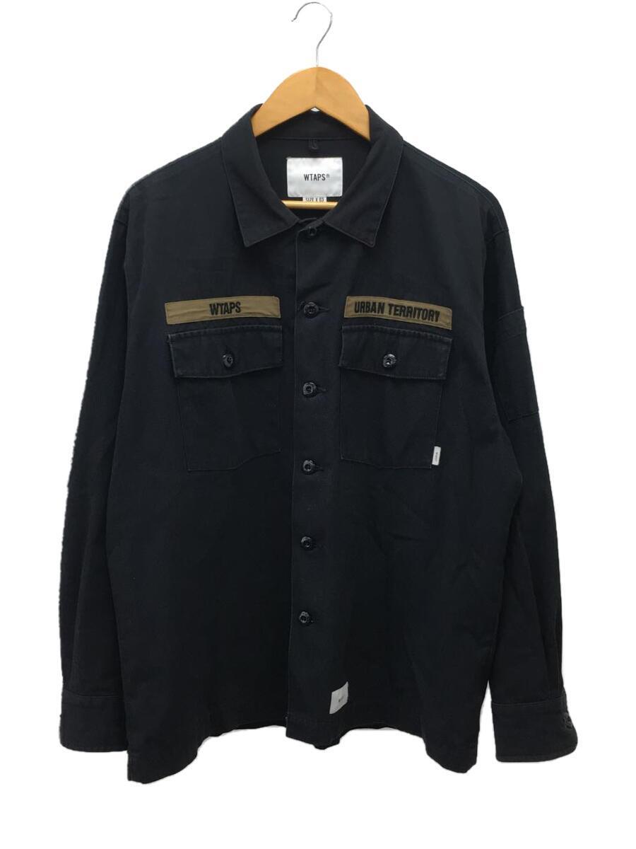 WTAPS◆長袖シャツ/3/コットン/ネイビー/211BRDT-SHM02/21ss/BUDS/LS COTTON.TWILL