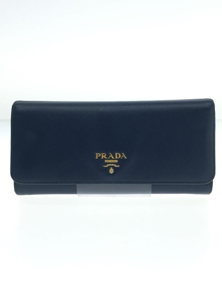 PRADA◆サフィアーノ/長財布/レザー/ネイビー/無地/レディース/1M1349_画像1