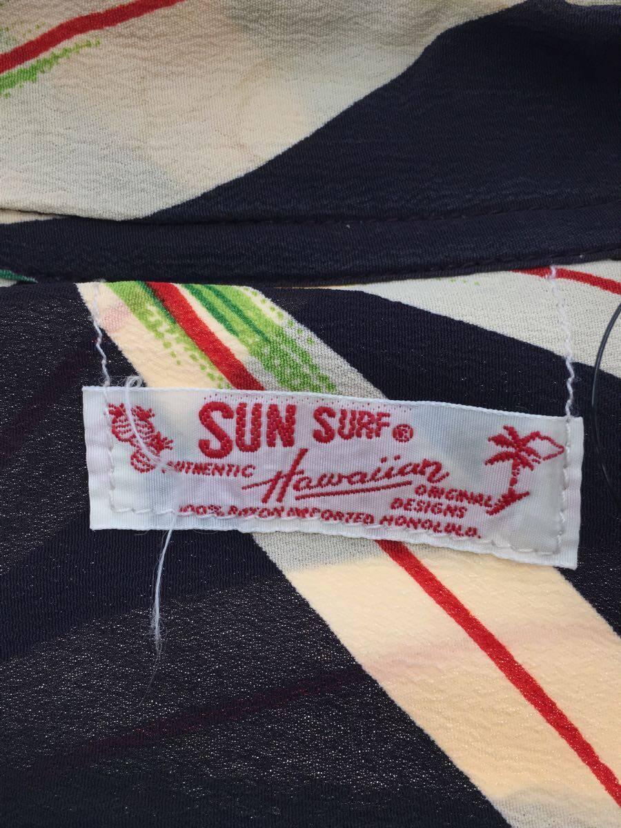 SUN SURF◆アロハシャツ/XS/レーヨン/ネイビー/総柄/SS33328_画像3
