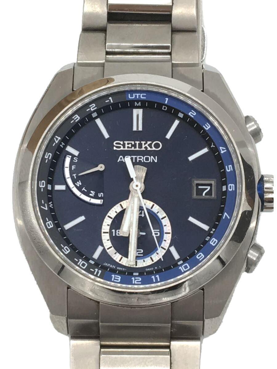 SEIKO◆ソーラー腕時計/ASTRON RADIO WAVE CONTROL /アナログ/-/ブルー/SLV/SBXY_画像1