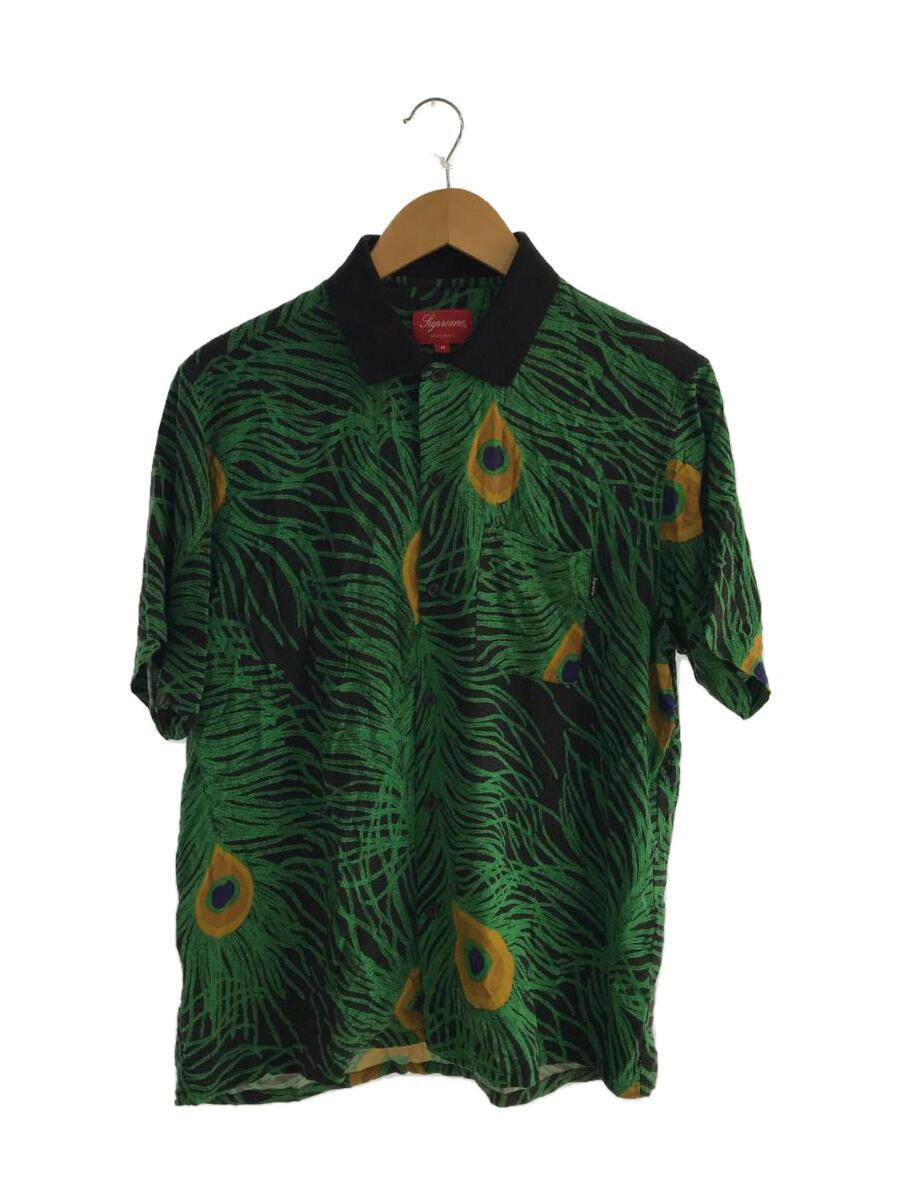 Supreme◆Peacock Shirt/半袖シャツ/M/レーヨン/GRN/総柄/クジャク/ピーコック